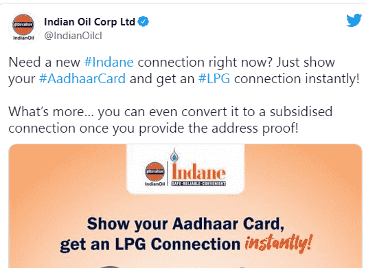 आपको गैस कनेक्शन Apply New LPG Gas Connection लेने के लिए दस्तावेजों के झंझट ओ की चिंता नहीं करनी होगी इंडियन ने ट्वीट कर अपने ग्राहकों को इसके बारे में खास जानकारी दी है आप नीचे दिए गए लिंक पर क्लिक करके ट्वीट पढ़ सकते हैं