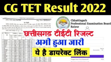Photo of CG TET Result 2022 छत्तीसगढ़ शिक्षक पात्रता परीक्षा का रिजल्ट जारी